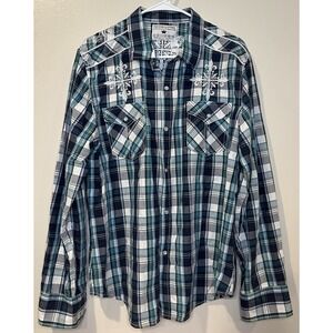 Pop Icon Men's‎ Embroidered Pearl Snap Button Down Size XL *BUCKLE EXCLUSIVE
